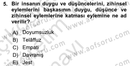 İletişim Bilgisi Dersi 2022 - 2023 Yılı Yaz Okulu Sınav Soruları 5. Soru