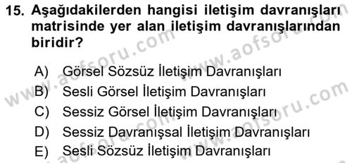 İletişim Bilgisi Dersi Ara Sınavı Deneme Sınav Soruları 15. Soru