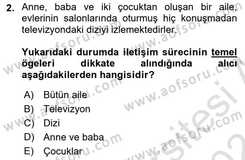 İletişim Bilgisi Dersi Ara Sınavı Deneme Sınav Soruları 2. Soru
