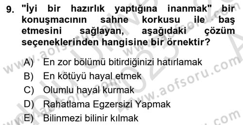 İletişim Bilgisi Dersi 2023 - 2024 Yılı (Vize) Ara Sınavı 9. Soru