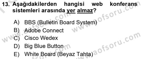 İletişim Bilgisi Dersi 2023 - 2024 Yılı (Final) Dönem Sonu Sınav Soruları 13. Soru