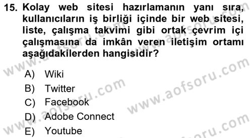 İletişim Bilgisi Dersi 2023 - 2024 Yılı (Final) Dönem Sonu Sınav Soruları 15. Soru