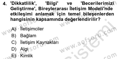 İletişim Bilgisi Dersi 2023 - 2024 Yılı (Final) Dönem Sonu Sınav Soruları 4. Soru