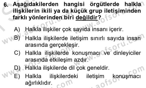 İletişim Bilgisi Dersi 2023 - 2024 Yılı (Final) Dönem Sonu Sınav Soruları 6. Soru