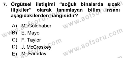 İletişim Bilgisi Dersi 2023 - 2024 Yılı (Final) Dönem Sonu Sınav Soruları 7. Soru