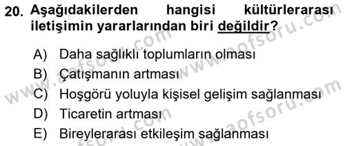 İletişim Bilgisi Dersi 2023 - 2024 Yılı Yaz Okulu Sınav Soruları 20. Soru