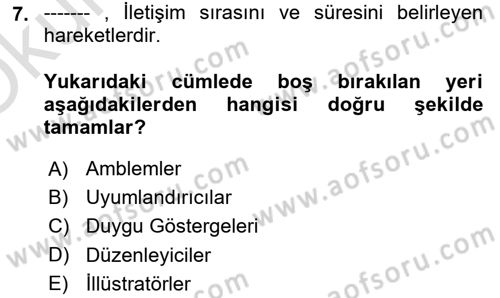 İletişim Bilgisi Dersi 2023 - 2024 Yılı Yaz Okulu Sınav Soruları 7. Soru