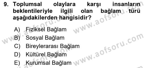 İletişim Bilgisi Dersi 2023 - 2024 Yılı Yaz Okulu Sınav Soruları 9. Soru