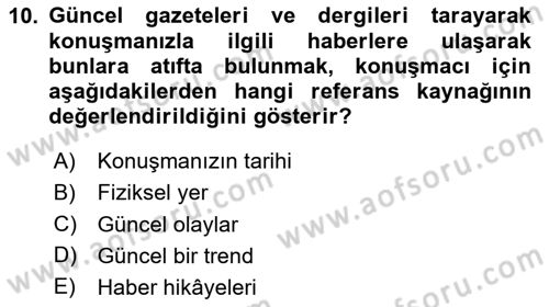 İletişim Bilgisi Dersi Ara Sınavı Deneme Sınav Soruları 10. Soru