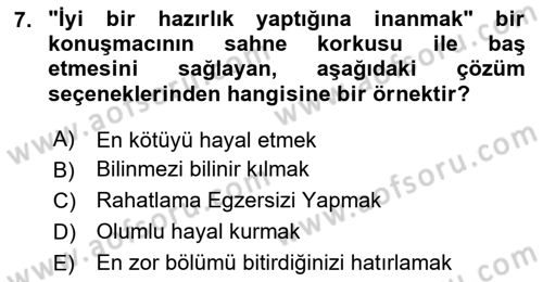 İletişim Bilgisi Dersi Ara Sınavı Deneme Sınav Soruları 7. Soru
