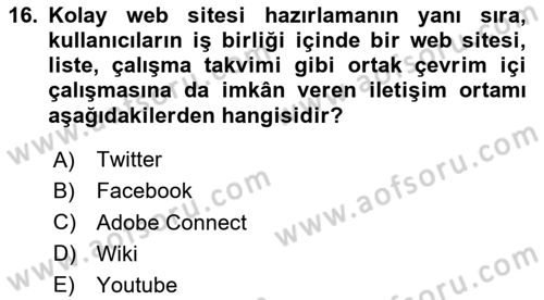 İletişim Bilgisi Dersi 2024 - 2025 Yılı (Final) Dönem Sonu Sınav Soruları 16. Soru