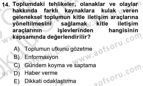 İletişim Bilgisi Dersi 2024 - 2025 Yılı Yaz Okulu Sınav Soruları 14. Soru