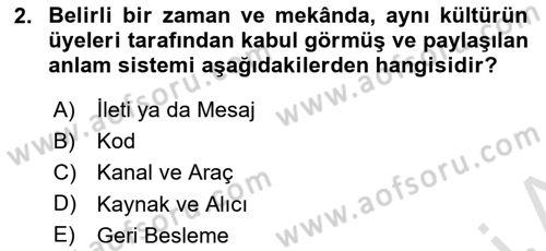 İletişim Bilgisi Dersi 2024 - 2025 Yılı Yaz Okulu Sınav Soruları 2. Soru