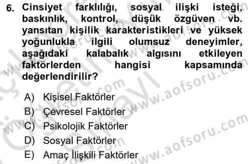İletişim Bilgisi Dersi 2024 - 2025 Yılı Yaz Okulu Sınav Soruları 6. Soru