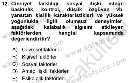 İletişim Bilgisi Dersi 2025 - 2026 Yılı (Vize) Ara Sınav Soruları 12. Soru