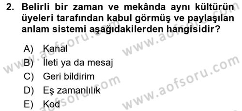 İletişim Bilgisi Dersi 2025 - 2026 Yılı (Vize) Ara Sınav Soruları 2. Soru