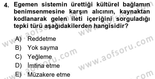 İletişim Bilgisi Dersi 2025 - 2026 Yılı (Vize) Ara Sınav Soruları 4. Soru