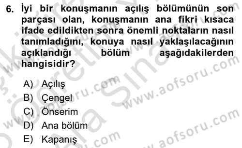 İletişim Bilgisi Dersi 2025 - 2026 Yılı (Vize) Ara Sınav Soruları 6. Soru