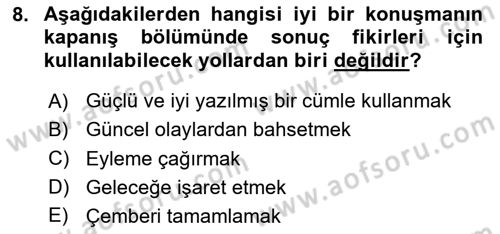 İletişim Bilgisi Dersi 2025 - 2026 Yılı (Vize) Ara Sınav Soruları 8. Soru