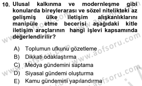 İletişim Bilgisi Dersi 2025 - 2026 Yılı (Final) Dönem Sonu Sınav Soruları 10. Soru