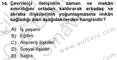 İletişim Bilgisi Dersi 2025 - 2026 Yılı (Final) Dönem Sonu Sınav Soruları 14. Soru