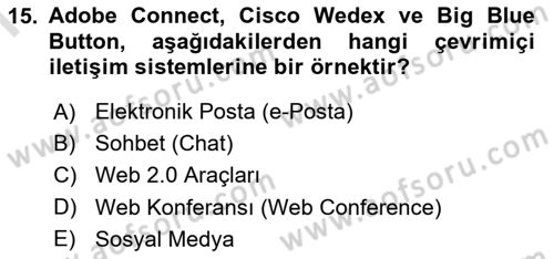 İletişim Bilgisi Dersi 2025 - 2026 Yılı (Final) Dönem Sonu Sınav Soruları 15. Soru