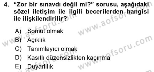 İletişim Bilgisi Dersi 2025 - 2026 Yılı (Final) Dönem Sonu Sınav Soruları 4. Soru