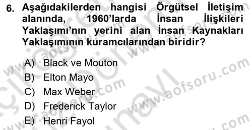İletişim Bilgisi Dersi 2025 - 2026 Yılı (Final) Dönem Sonu Sınav Soruları 6. Soru