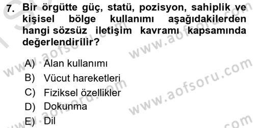 İletişim Bilgisi Dersi 2025 - 2026 Yılı (Final) Dönem Sonu Sınav Soruları 7. Soru
