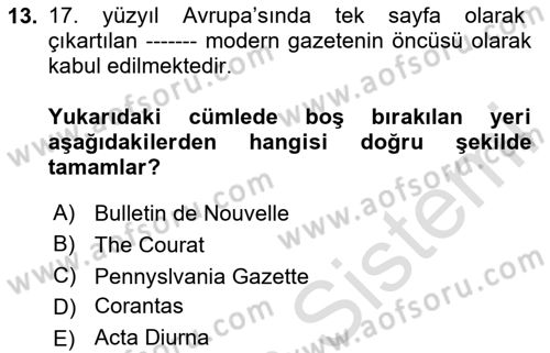 İletişim Bilgisi Dersi 2025 - 2026 Yılı Yaz Okulu Sınav Soruları 13. Soru