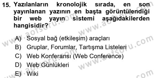 İletişim Bilgisi Dersi 2025 - 2026 Yılı Yaz Okulu Sınav Soruları 15. Soru