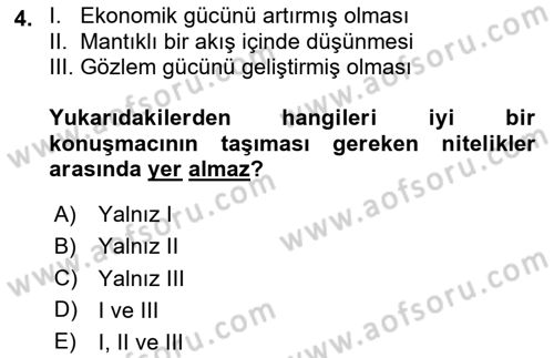 İletişim Bilgisi Dersi 2025 - 2026 Yılı Yaz Okulu Sınav Soruları 4. Soru