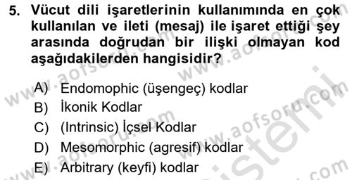 İletişim Bilgisi Dersi 2025 - 2026 Yılı Yaz Okulu Sınav Soruları 5. Soru