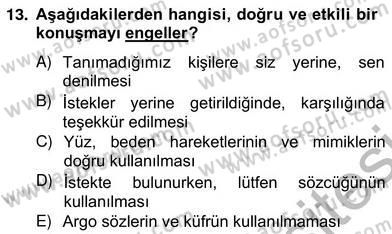 Sözlü ve Sözsüz İletişim Dersi 2012 - 2013 Yılı (Vize) Ara Sınav Soruları 13. Soru