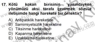 Sözlü ve Sözsüz İletişim Dersi 2012 - 2013 Yılı (Final) Dönem Sonu Sınav Soruları 17. Soru