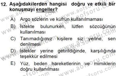 Sözlü ve Sözsüz İletişim Dersi Ara Sınavı Deneme Sınav Soruları 12. Soru