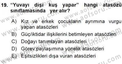 Sözlü ve Sözsüz İletişim Dersi Ara Sınavı Deneme Sınav Soruları 19. Soru