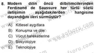 Sözlü ve Sözsüz İletişim Dersi Ara Sınavı Deneme Sınav Soruları 8. Soru