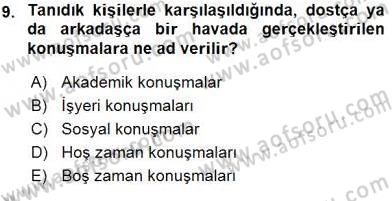 Sözlü ve Sözsüz İletişim Dersi 2015 - 2016 Yılı (Vize) Ara Sınav Soruları 9. Soru