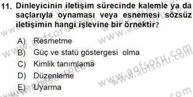 Sözlü ve Sözsüz İletişim Dersi 2015 - 2016 Yılı (Final) Dönem Sonu Sınav Soruları 11. Soru