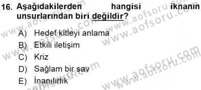 Sözlü ve Sözsüz İletişim Dersi 2015 - 2016 Yılı (Final) Dönem Sonu Sınav Soruları 16. Soru