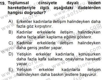 Sözlü ve Sözsüz İletişim Dersi 2015 - 2016 Yılı (Final) Dönem Sonu Sınav Soruları 19. Soru