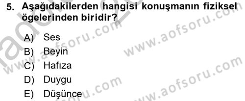 Sözlü ve Sözsüz İletişim Dersi 2016 - 2017 Yılı (Vize) Ara Sınav Soruları 5. Soru