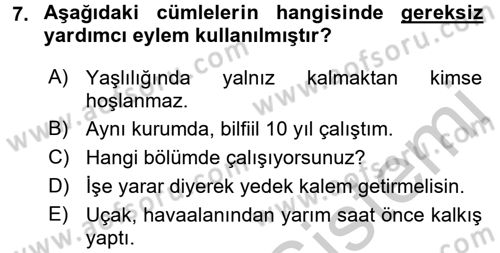 Sözlü ve Sözsüz İletişim Dersi 2016 - 2017 Yılı (Vize) Ara Sınav Soruları 7. Soru