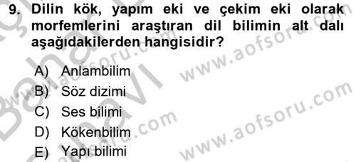 Sözlü ve Sözsüz İletişim Dersi 2016 - 2017 Yılı (Vize) Ara Sınav Soruları 9. Soru