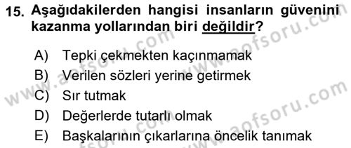 Sözlü ve Sözsüz İletişim Dersi 2016 - 2017 Yılı (Final) Dönem Sonu Sınav Soruları 15. Soru