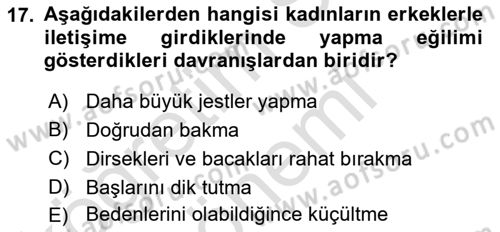 Sözlü ve Sözsüz İletişim Dersi 2016 - 2017 Yılı (Final) Dönem Sonu Sınav Soruları 17. Soru
