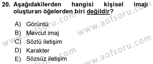 Sözlü ve Sözsüz İletişim Dersi 2016 - 2017 Yılı (Final) Dönem Sonu Sınav Soruları 20. Soru