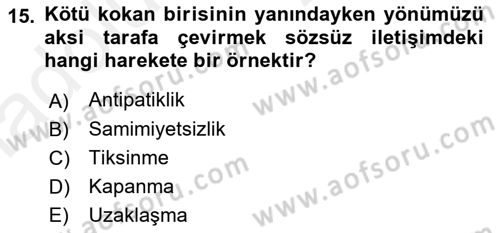 Sözlü ve Sözsüz İletişim Dersi 2017 - 2018 Yılı 3 Ders Sınav Soruları 15. Soru