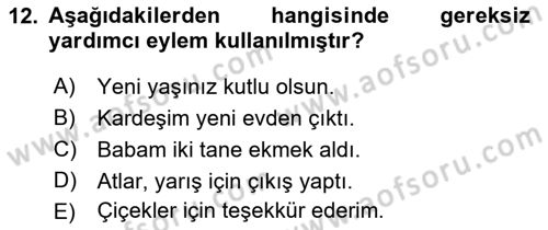 Sözlü ve Sözsüz İletişim Dersi 2017 - 2018 Yılı (Vize) Ara Sınav Soruları 12. Soru